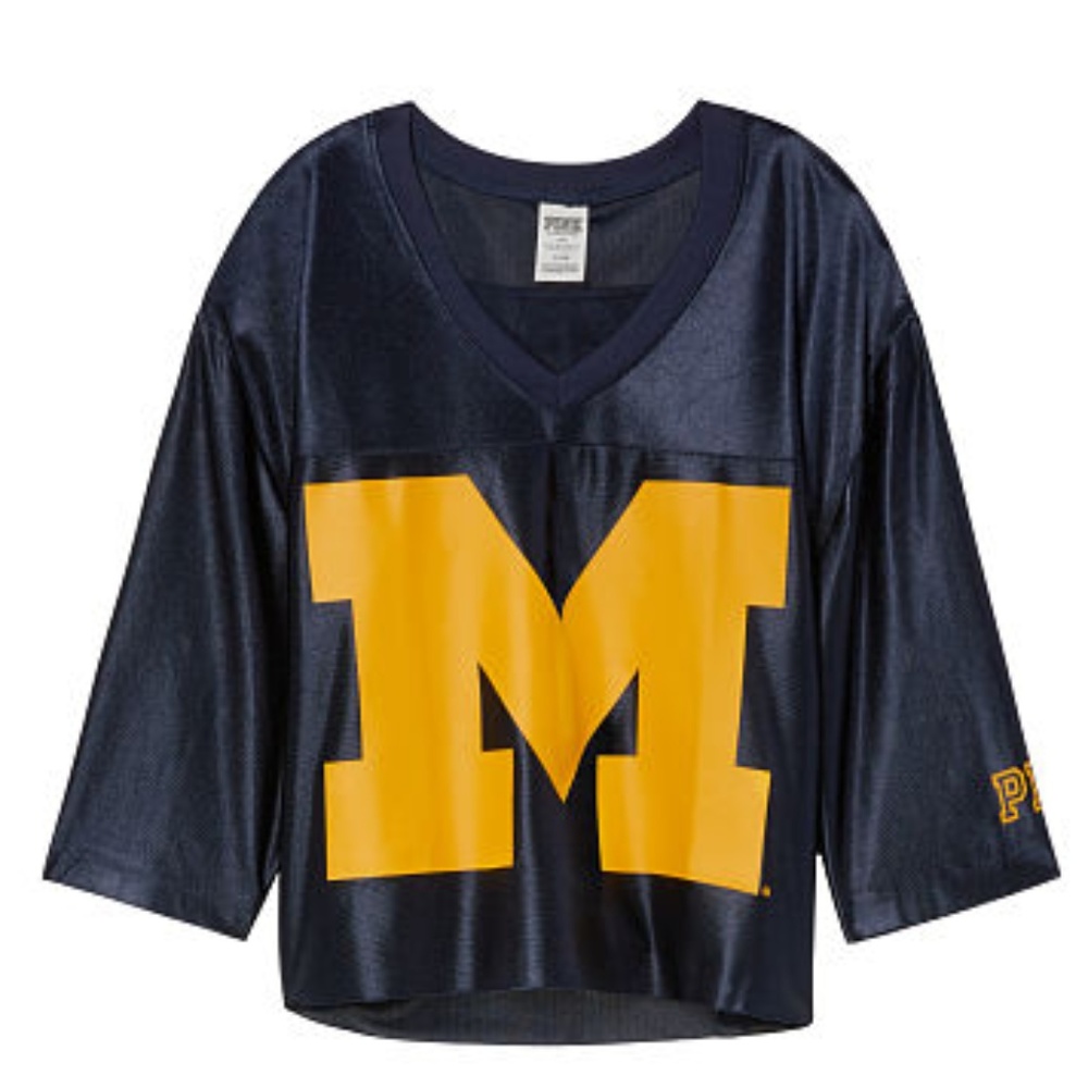 VS PINK University of Michigan Cropped Football Jersey